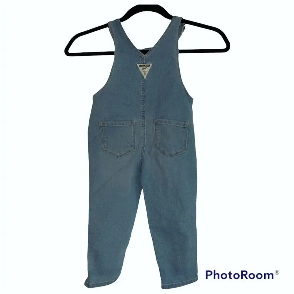 Oshkosh B'gosh girls bib overalls embroidered flowers Denim Size 2T